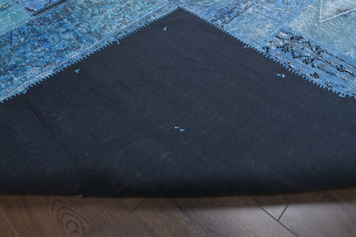 El yapımı vintage halı 254x351 cm tribal desenli yün - üstten görünüm