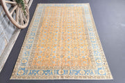 El yapımı vintage halı 272x290 cm çiçek desenli desenli yün - detay görünümü