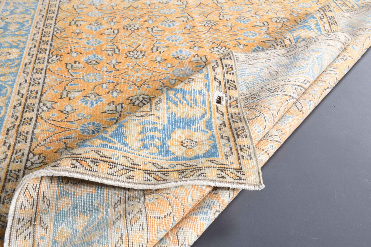 El yapımı vintage halı 272x290 cm çiçek desenli desenli yün - mekan görünümü