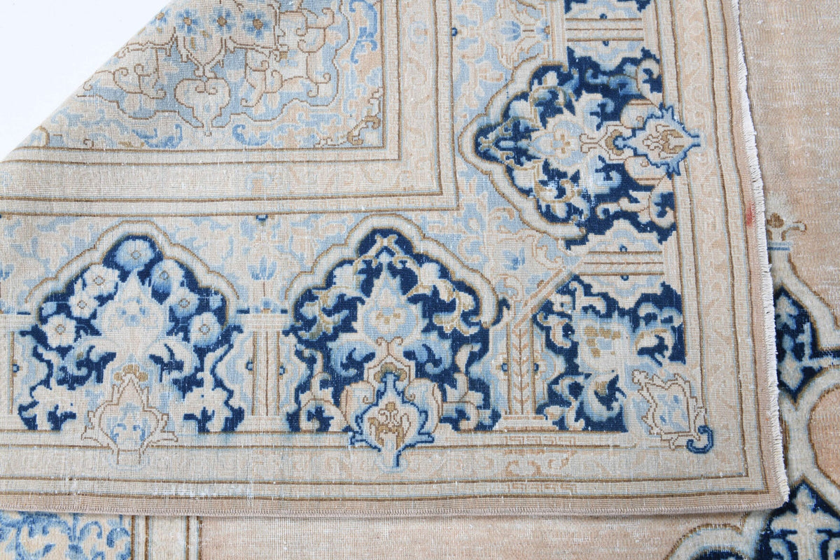 El yapımı vintage halı 274x378 cm oryantal desenli yün - üstten görünüm