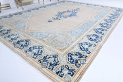 El yapımı vintage halı 274x378 cm oryantal desenli yün - detay görünümü
