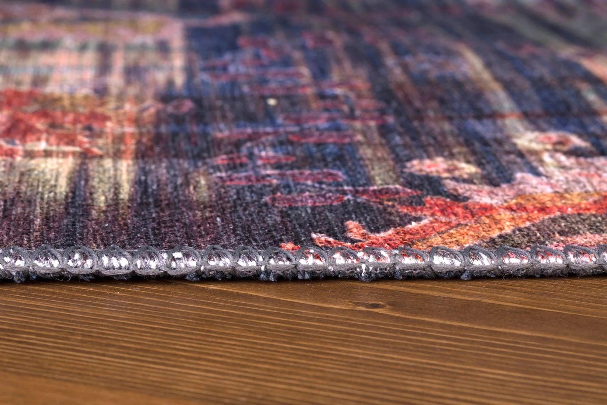 Lacivert ve Bordo Ebruli Geçişli Modern Vintage Halı - OUTLET - AL111OU