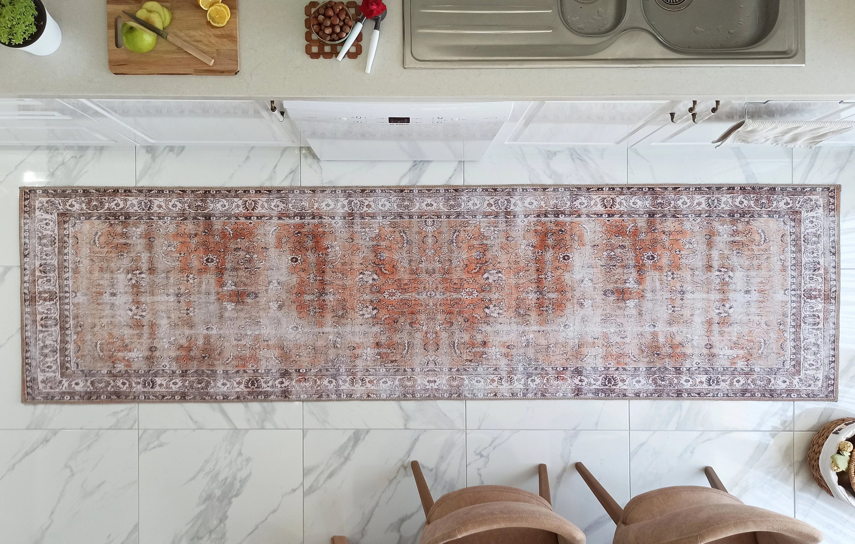 Gray Geometric Patterned Vintage Carpet - CLEARANCE - AL159OU