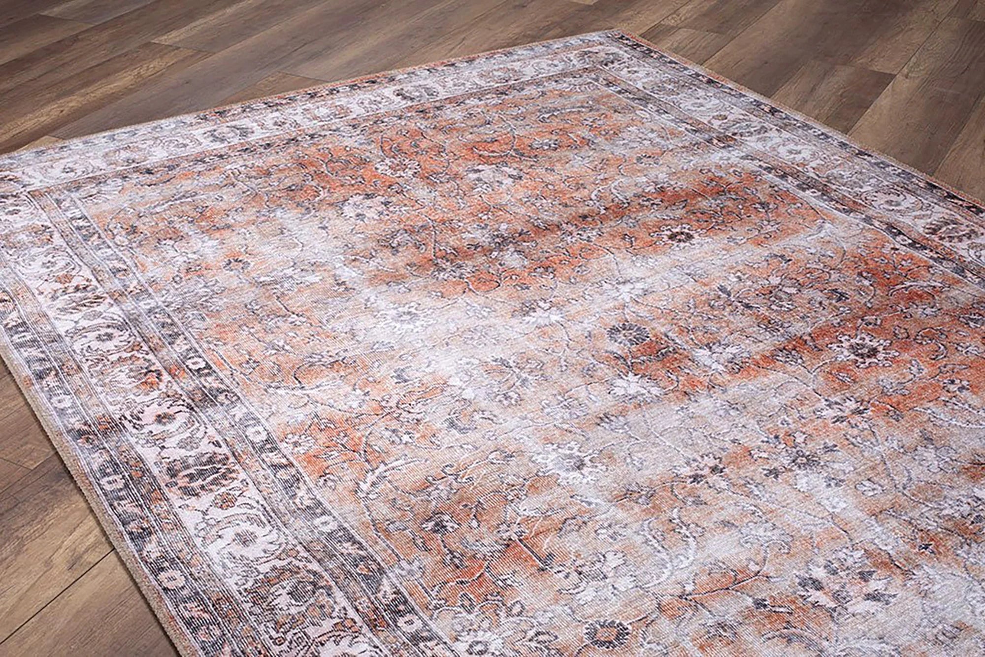 Gray Geometric Patterned Vintage Carpet - CLEARANCE - AL159OU