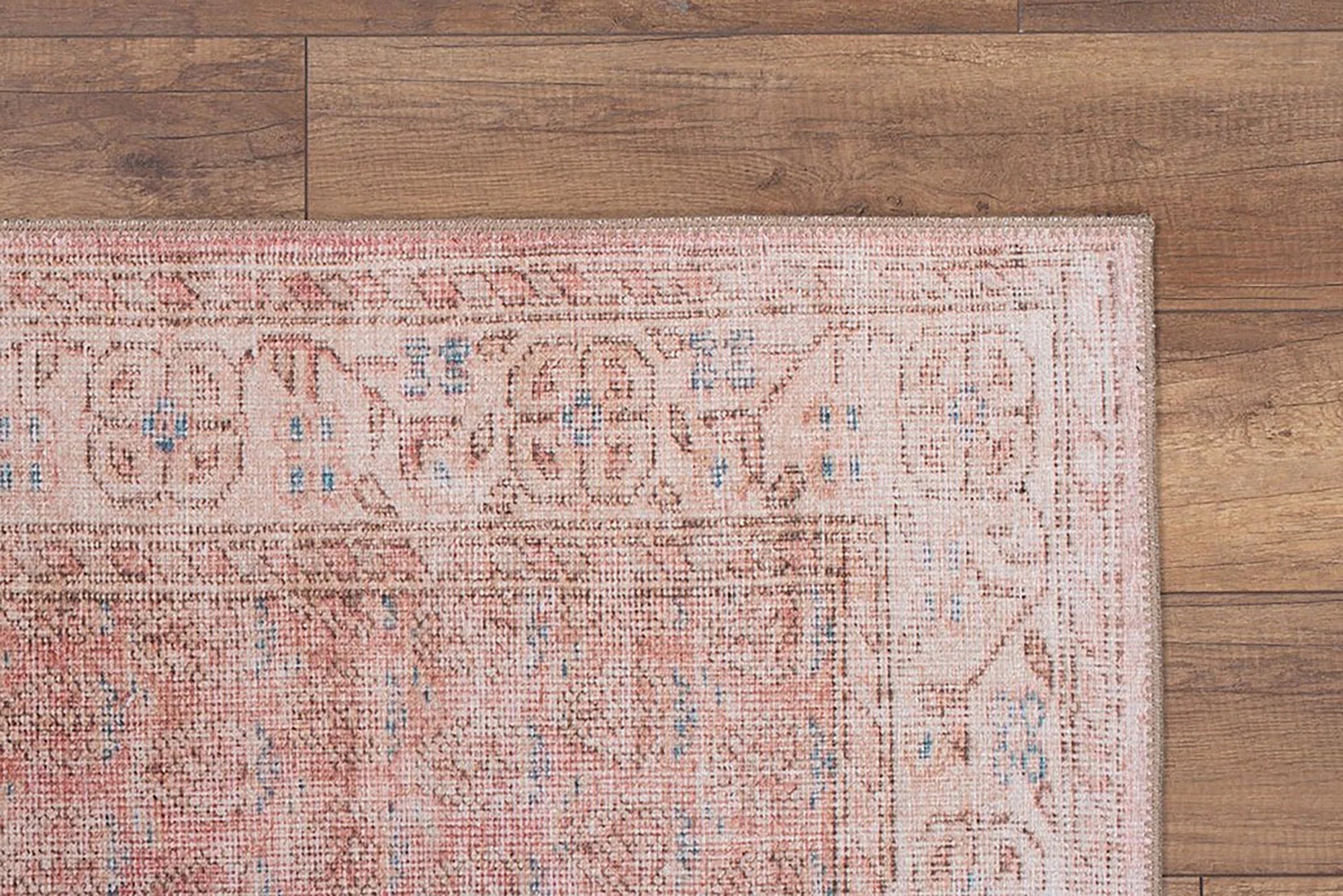 Solgun Yanık Turuncu ve Pudra Eskitme Vintage Halı - OUTLET - AL185OU