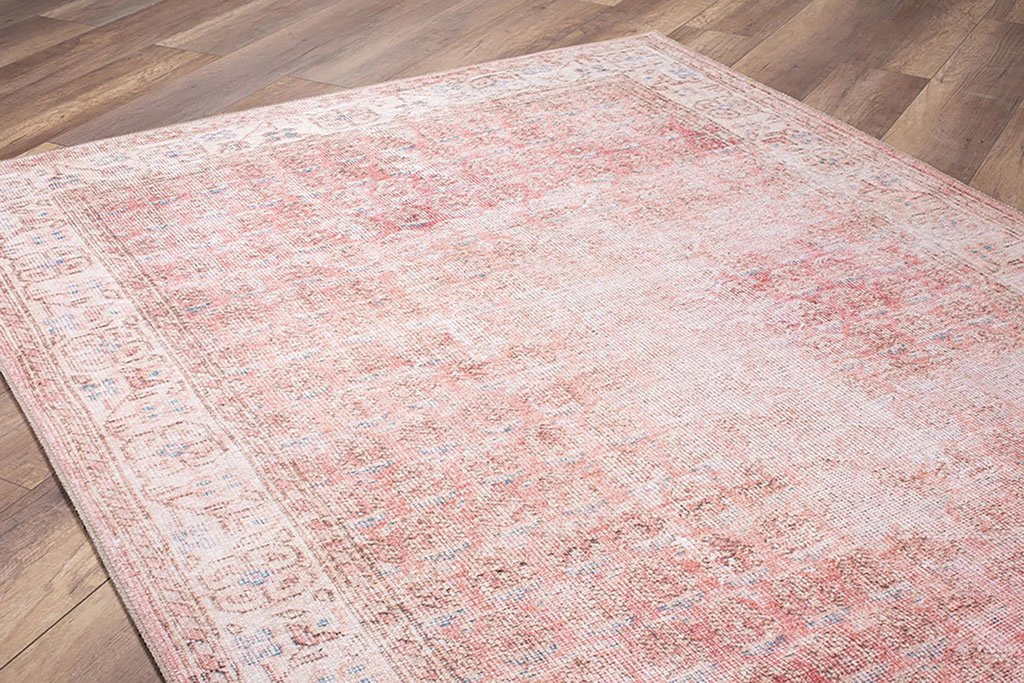 Solgun Yanık Turuncu ve Pudra Eskitme Vintage Halı - OUTLET - AL185OU