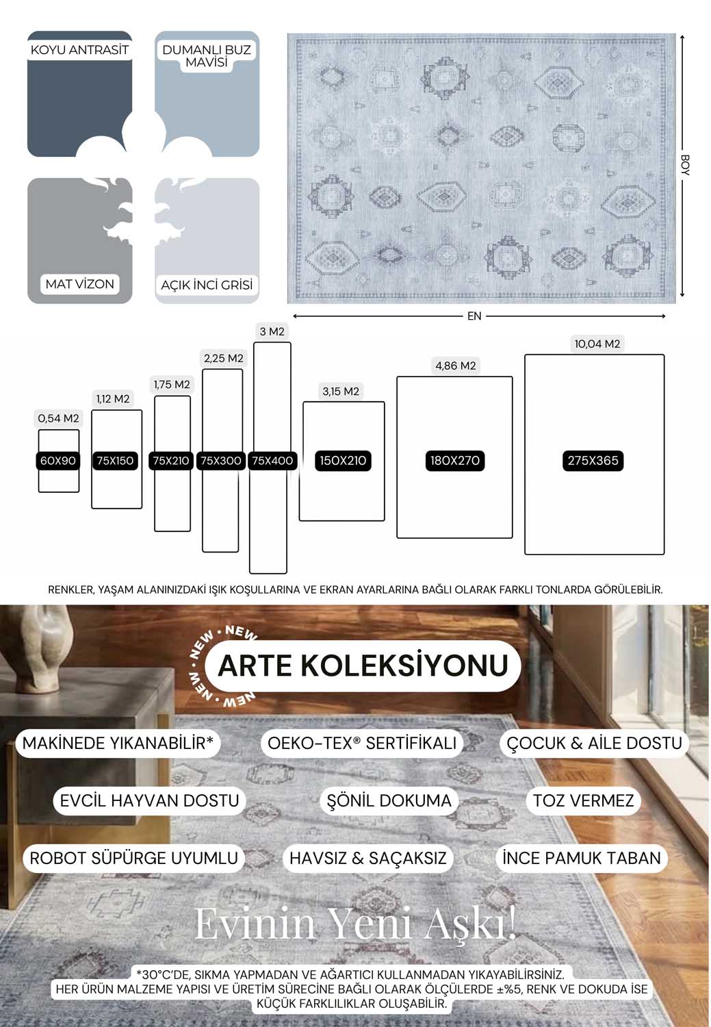 Serpiştirilmiş Geometrik Motifli Gri Etnik Halı - AR0998GG