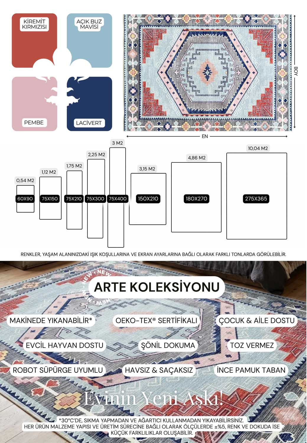 Uşak Blue Red Vintage Kilim Carpet