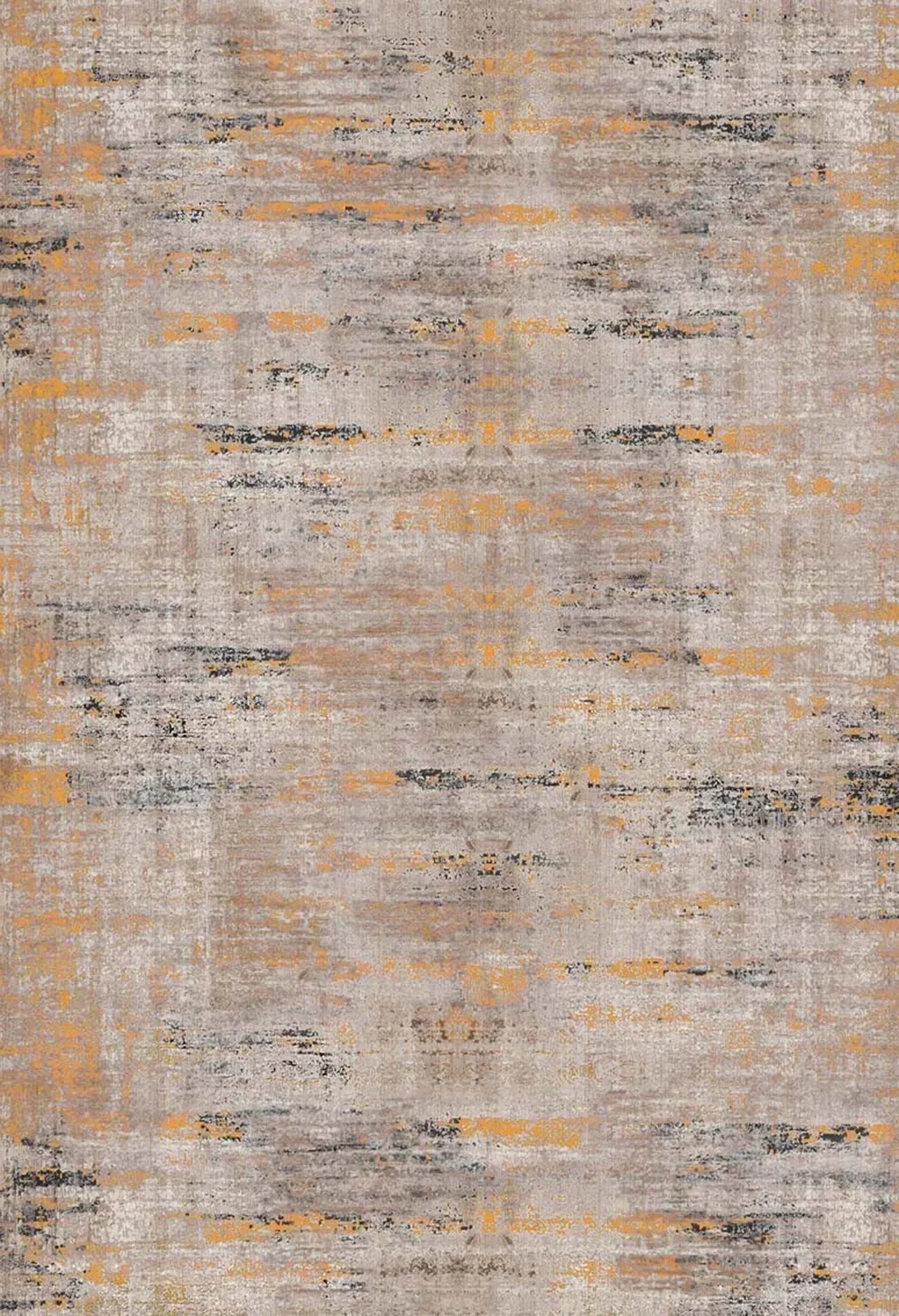 Abstract Desenli Turuncu Bej Modern Halı