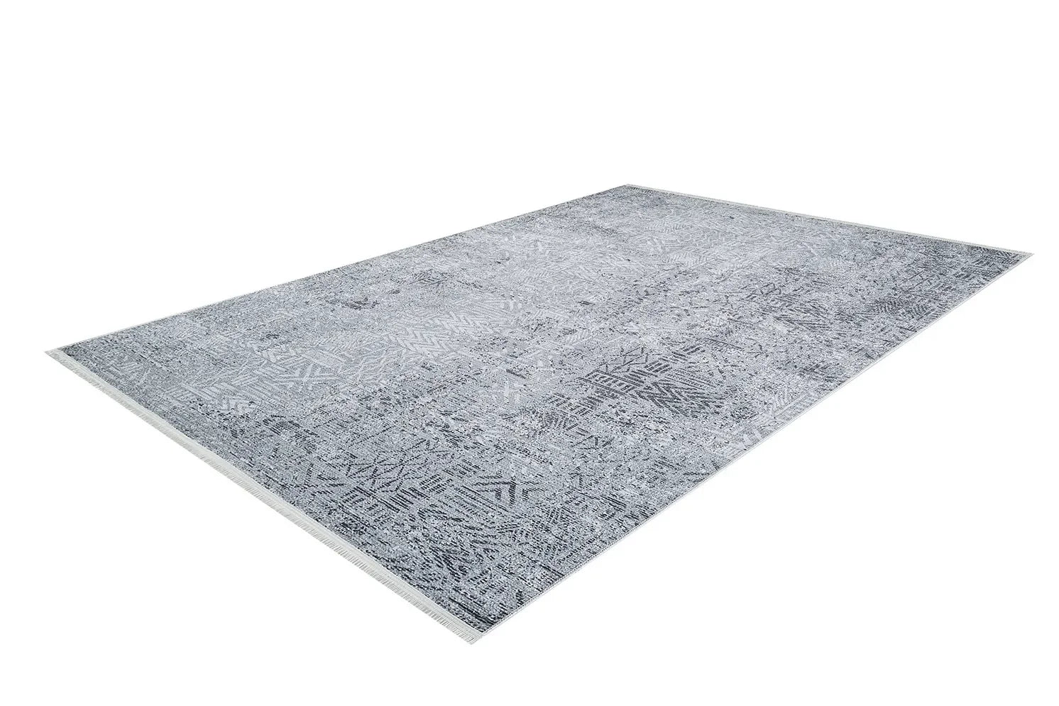 Açık Gri Etnik Geometrik Desenli Halı