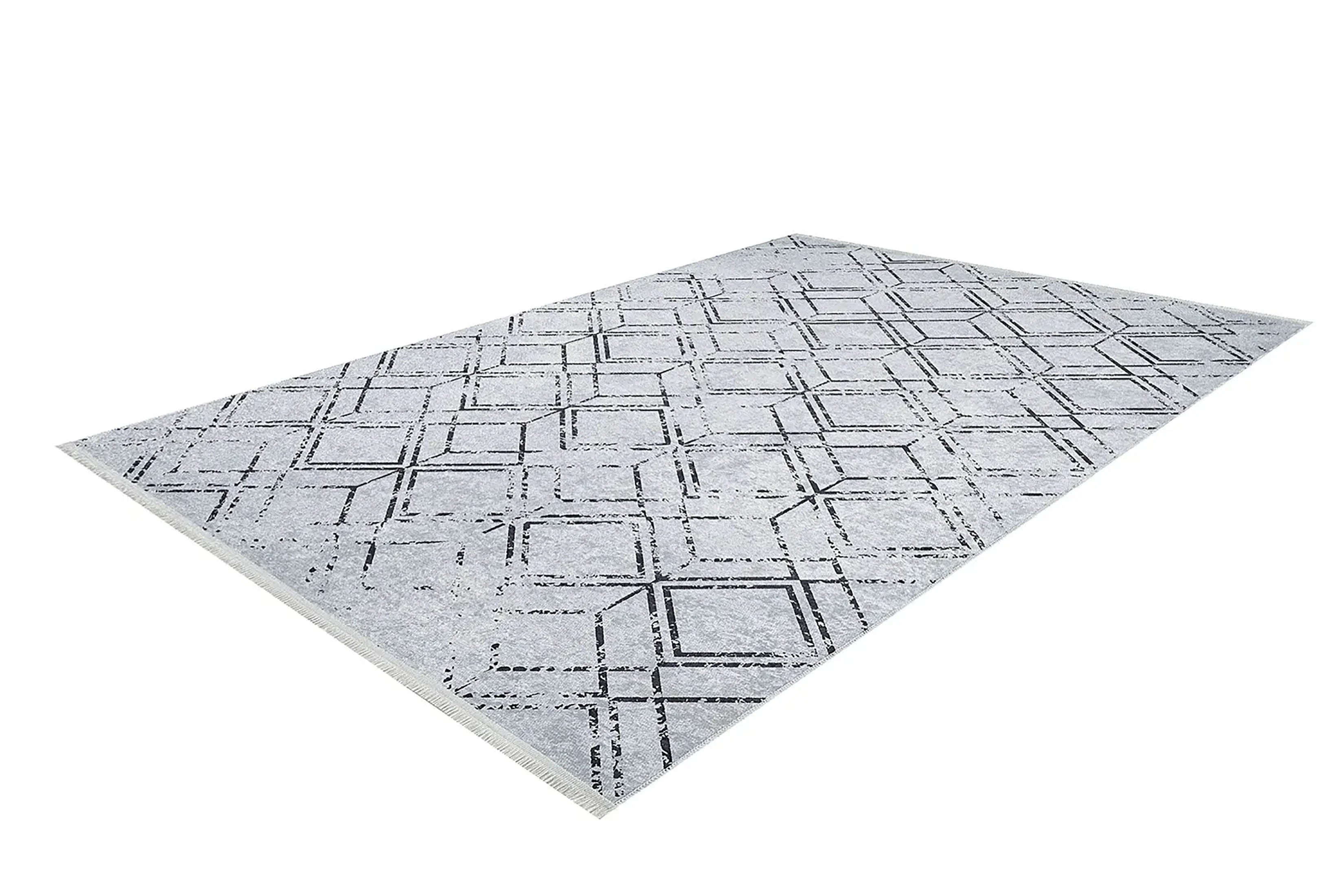 Açık Gri Geometrik Antika Halı