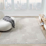 Açık Gri Geometrik Desenli Yumuşak Modern Halı