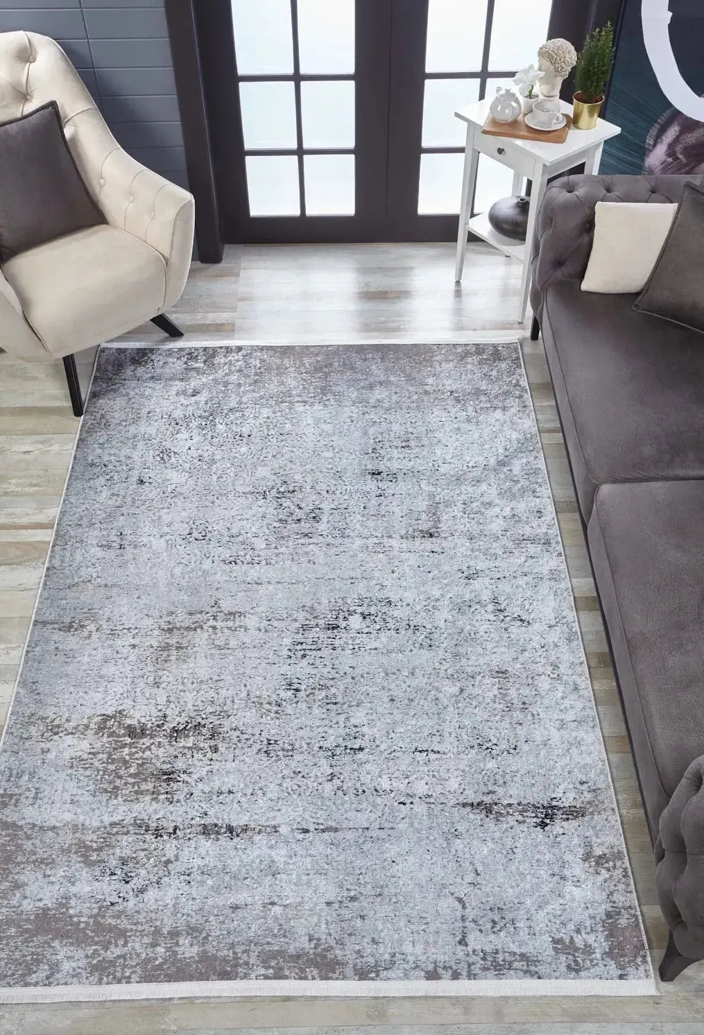 Açık Gri Kahve Geçişli Modern Halı