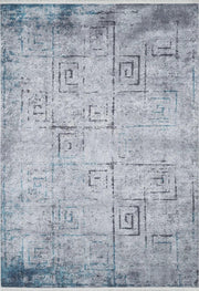 Açık Gri Mavi Geometrik Modern Halı