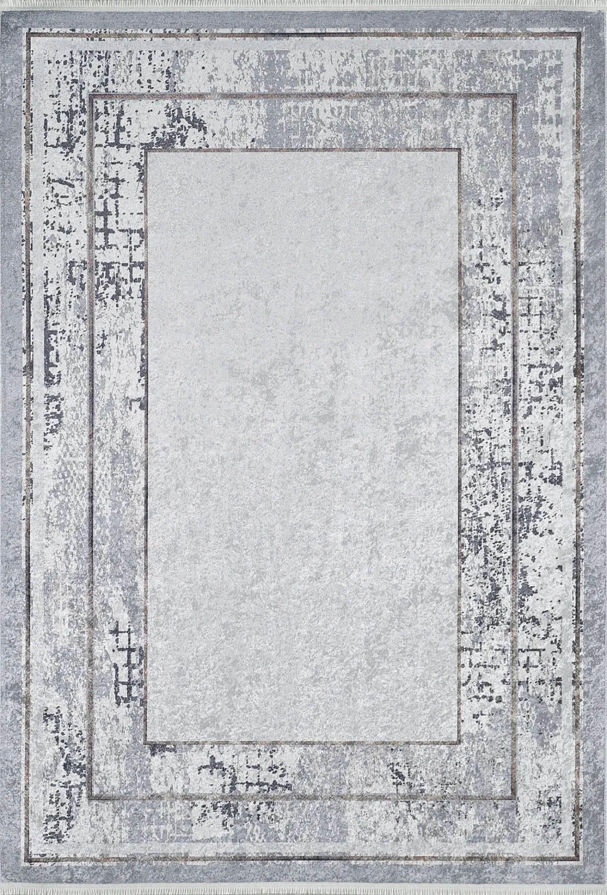 Açık Gri Modern Minimalist Çerçeveli Halı