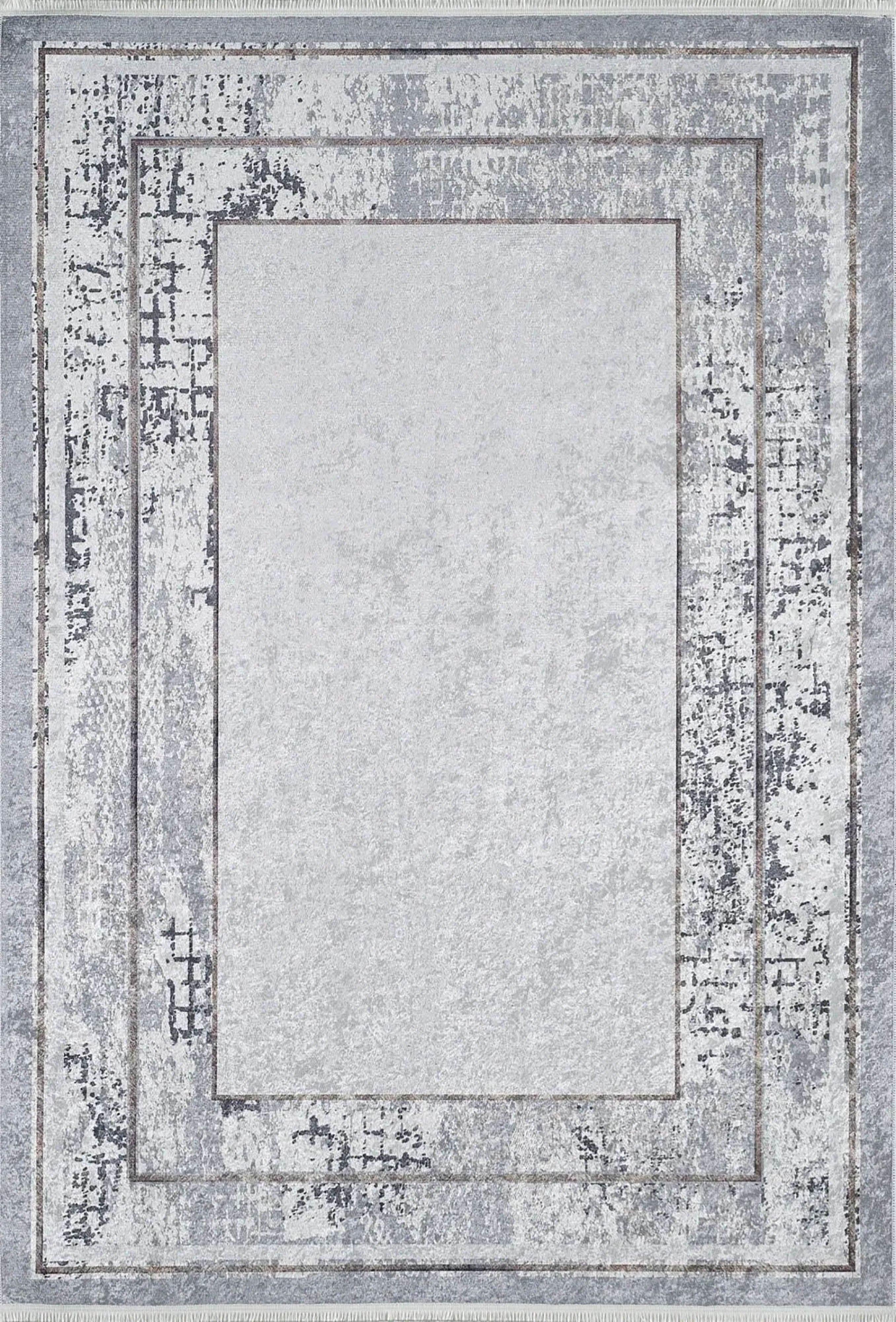 Açık Gri Modern Minimalist Çerçeveli Halı