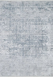 Açık Gri ve Mavi Eskitme Desenli Halı