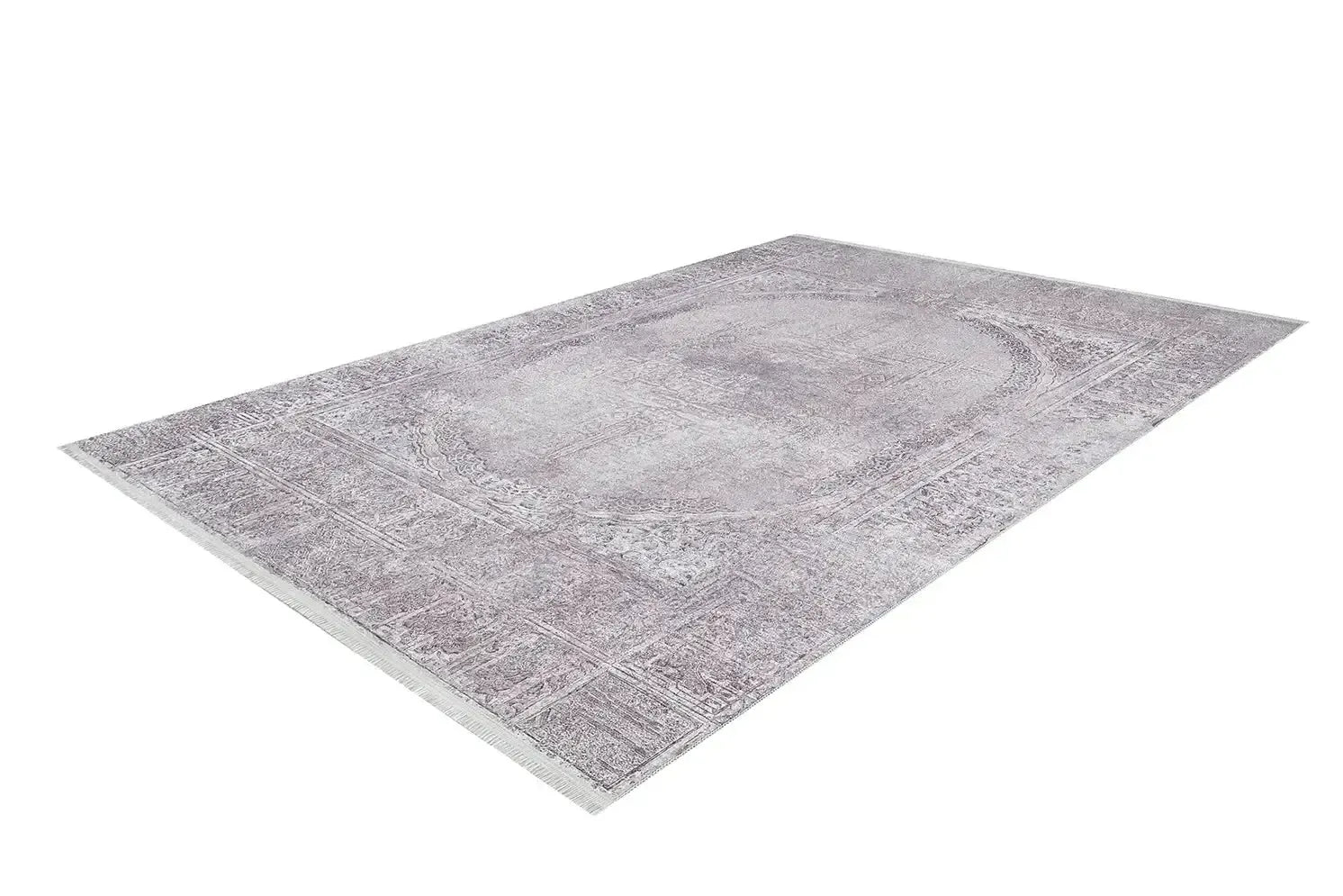 Açık Lila Oval Motifli Modern Yıkanabilir Halı