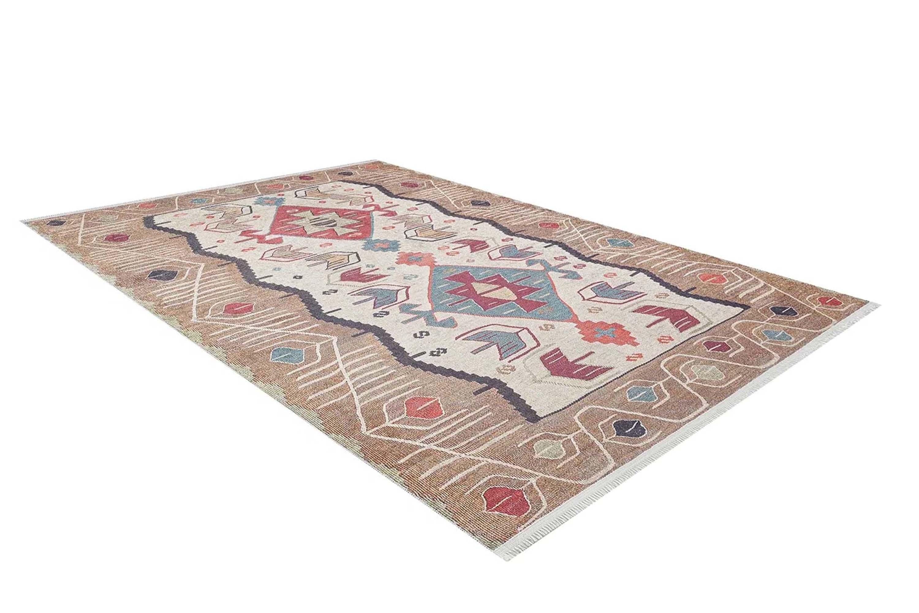 Açık Turuncu Bej Eskitme Kilim Halı