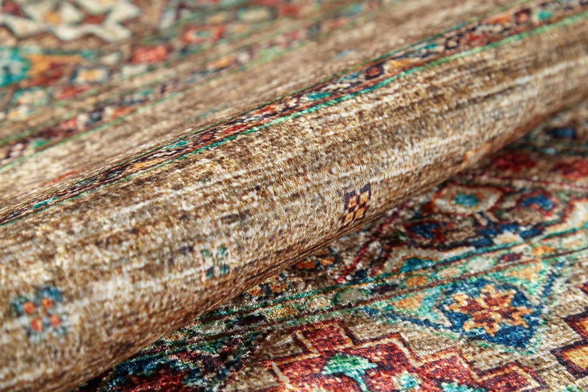 Anadolu Tarzı Kahverengi Bej Geometrik Desenli Kilim Halı