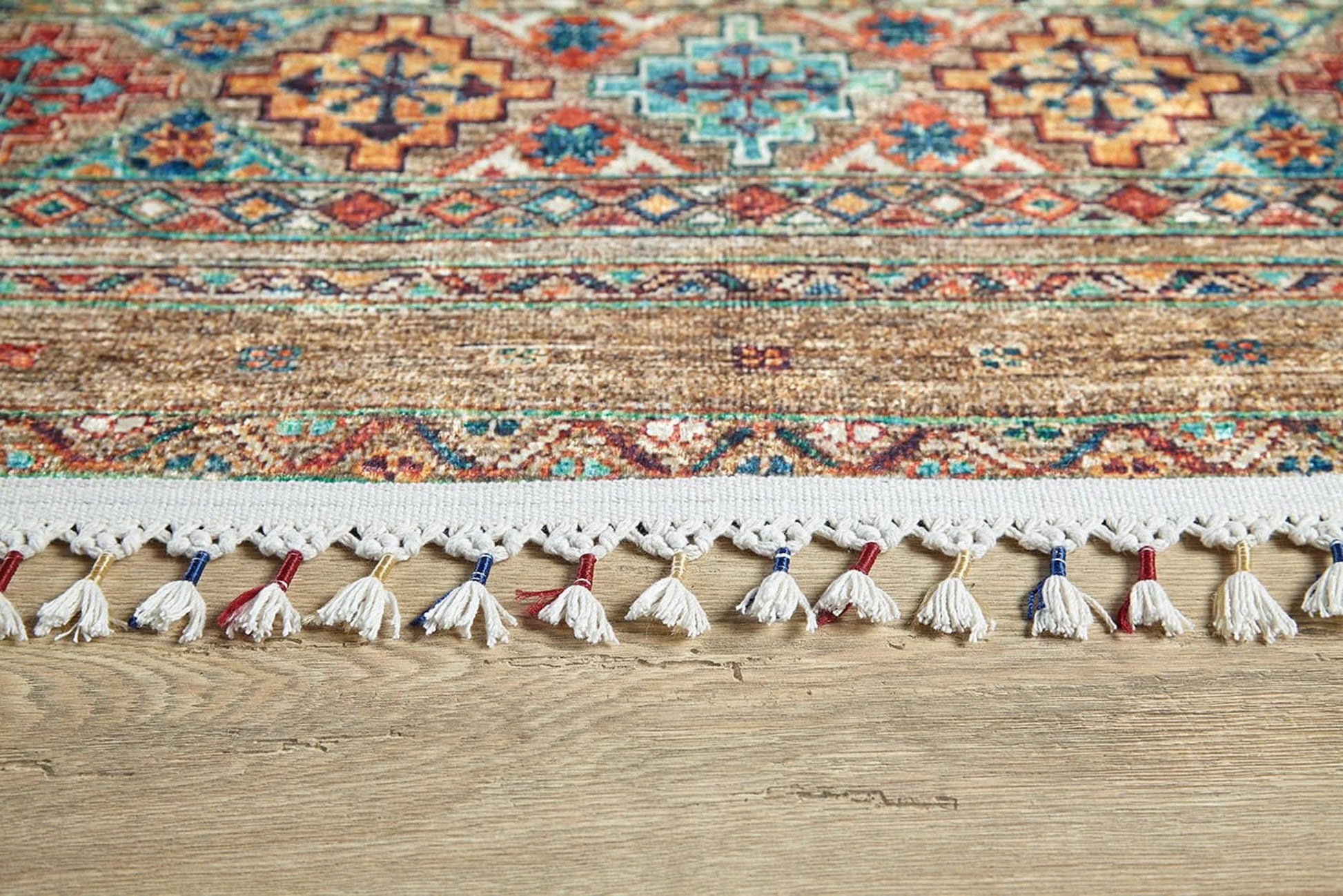 Anadolu Tarzı Kahverengi Bej Geometrik Desenli Kilim Halı
