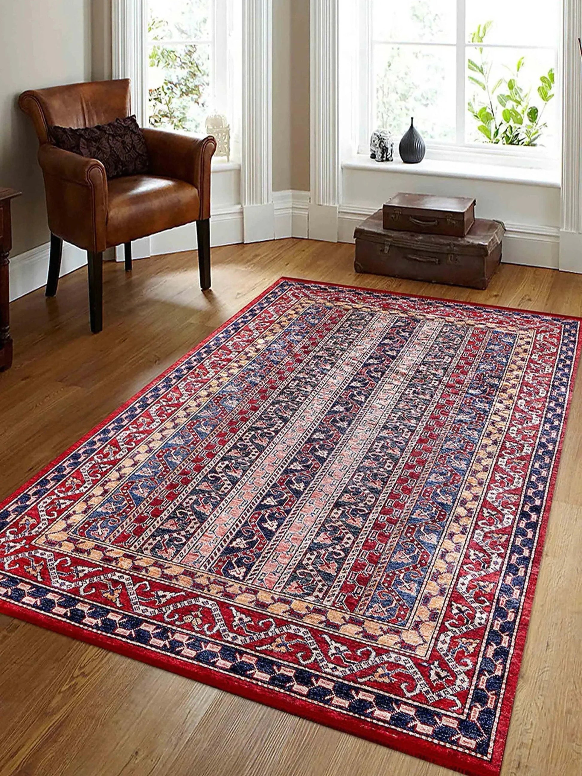 Antik Kırmızı Çizgili Kilim Halı