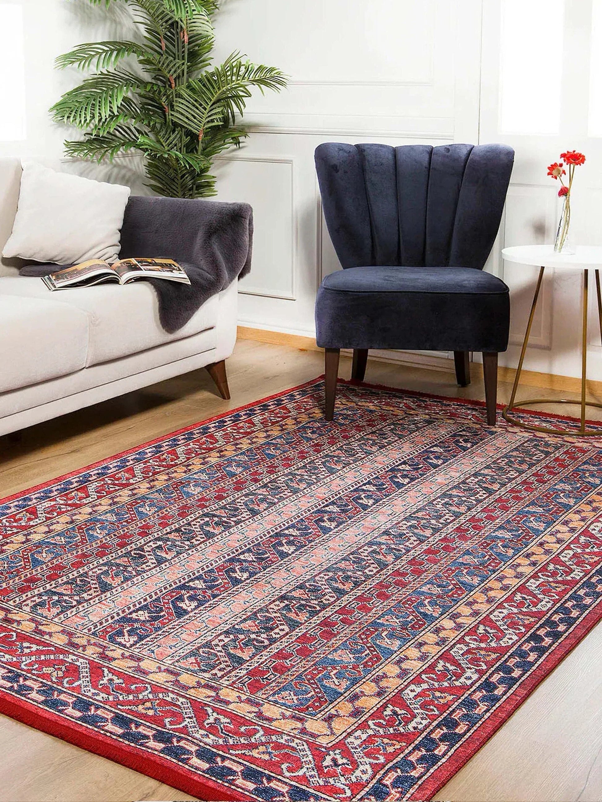 Antik Kırmızı Çizgili Kilim Halı
