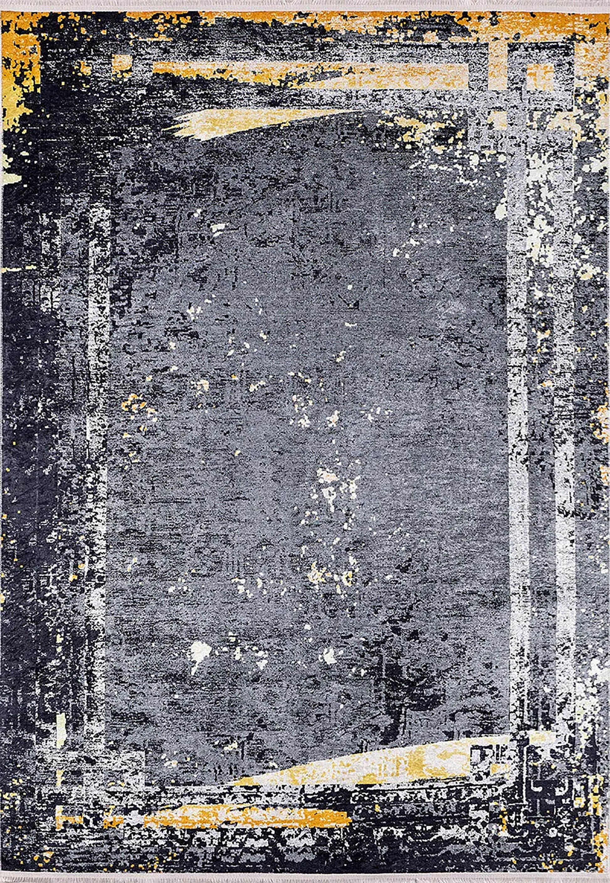 Antrasit Çerçeveli Modern Desen Halı