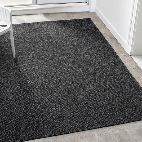 Anthracite Black Woven Look Modern Rug - L662ANBO