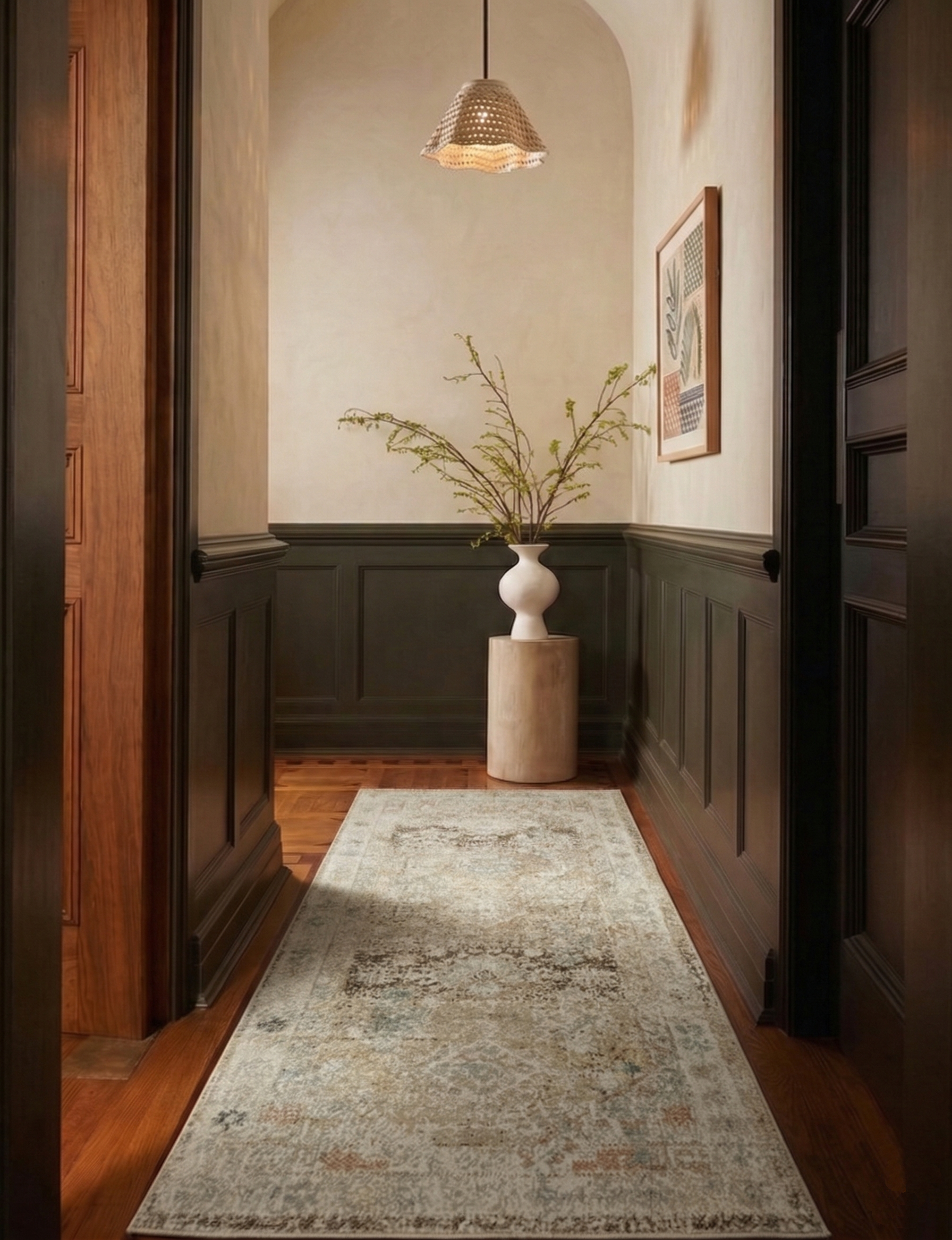 Modern Vizon ve Krem Eskitme Desenli Halı - FMBH02