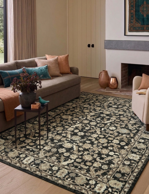 Plain Beige and Coffee Tones Wicker Textured Carpet