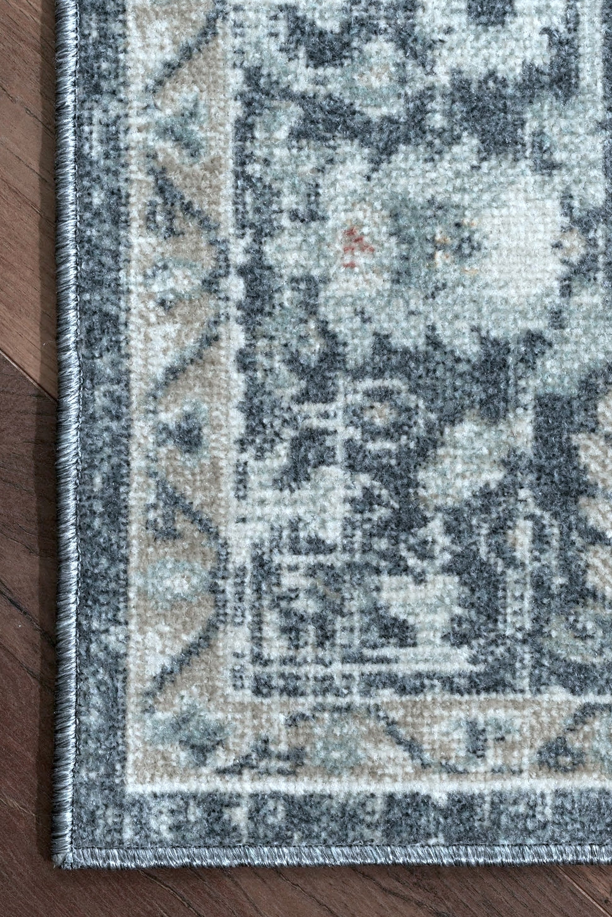 Mavi ve Antrasit Eskitme Desenli Vintage Halı - FMBH04
