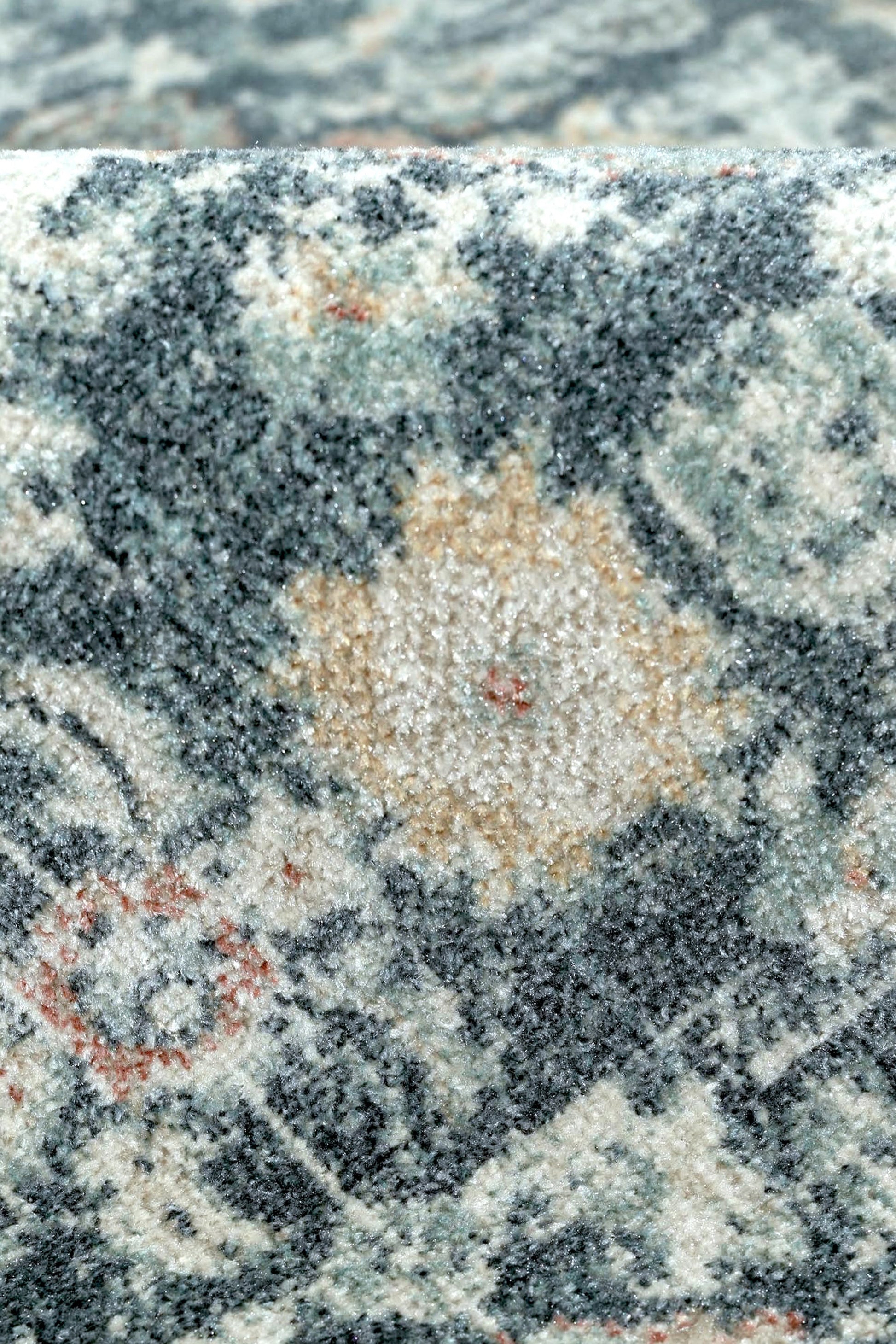 Mavi ve Antrasit Eskitme Desenli Vintage Halı - FMBH04