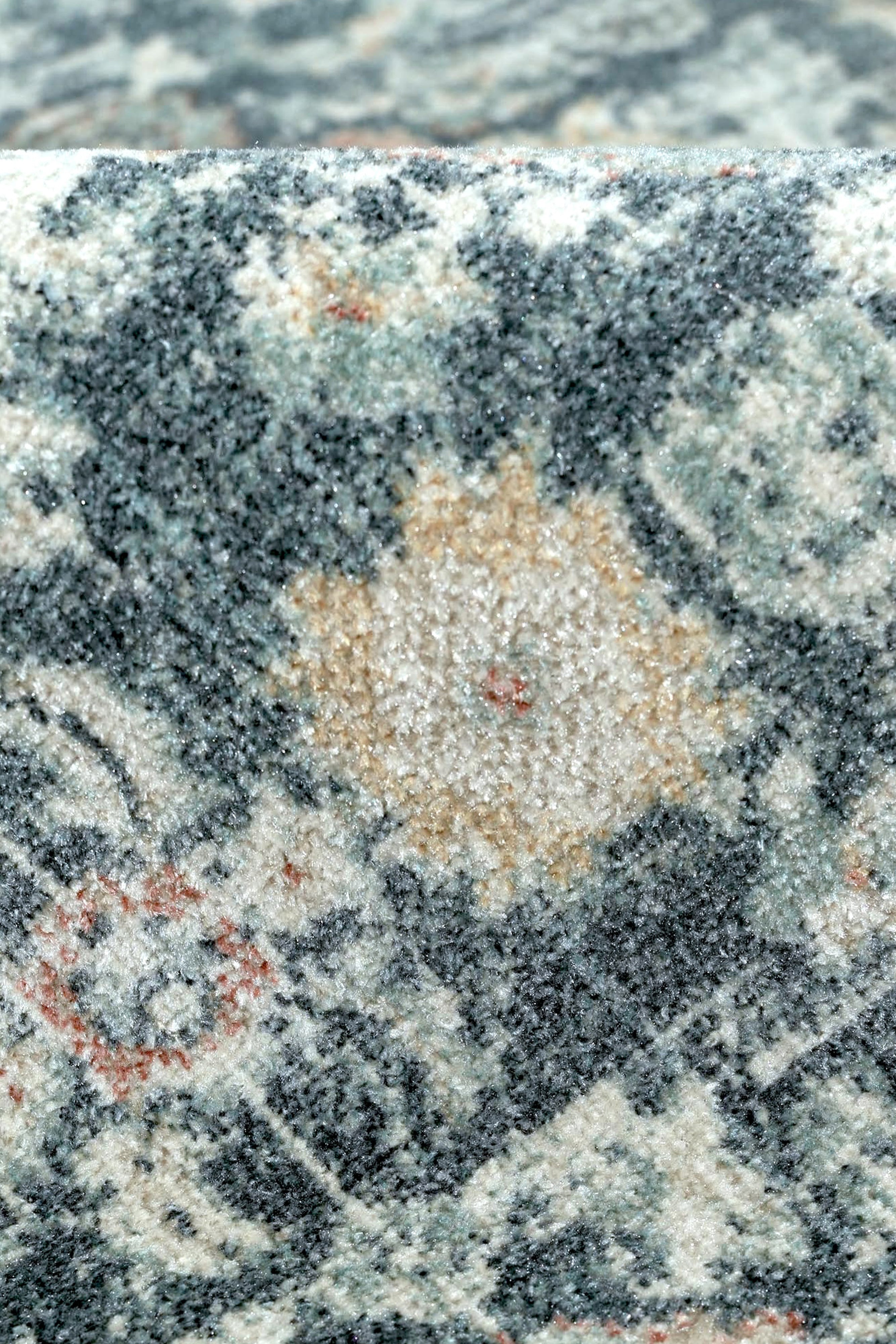 Mavi ve Antrasit Eskitme Desenli Vintage Halı - FMBH04