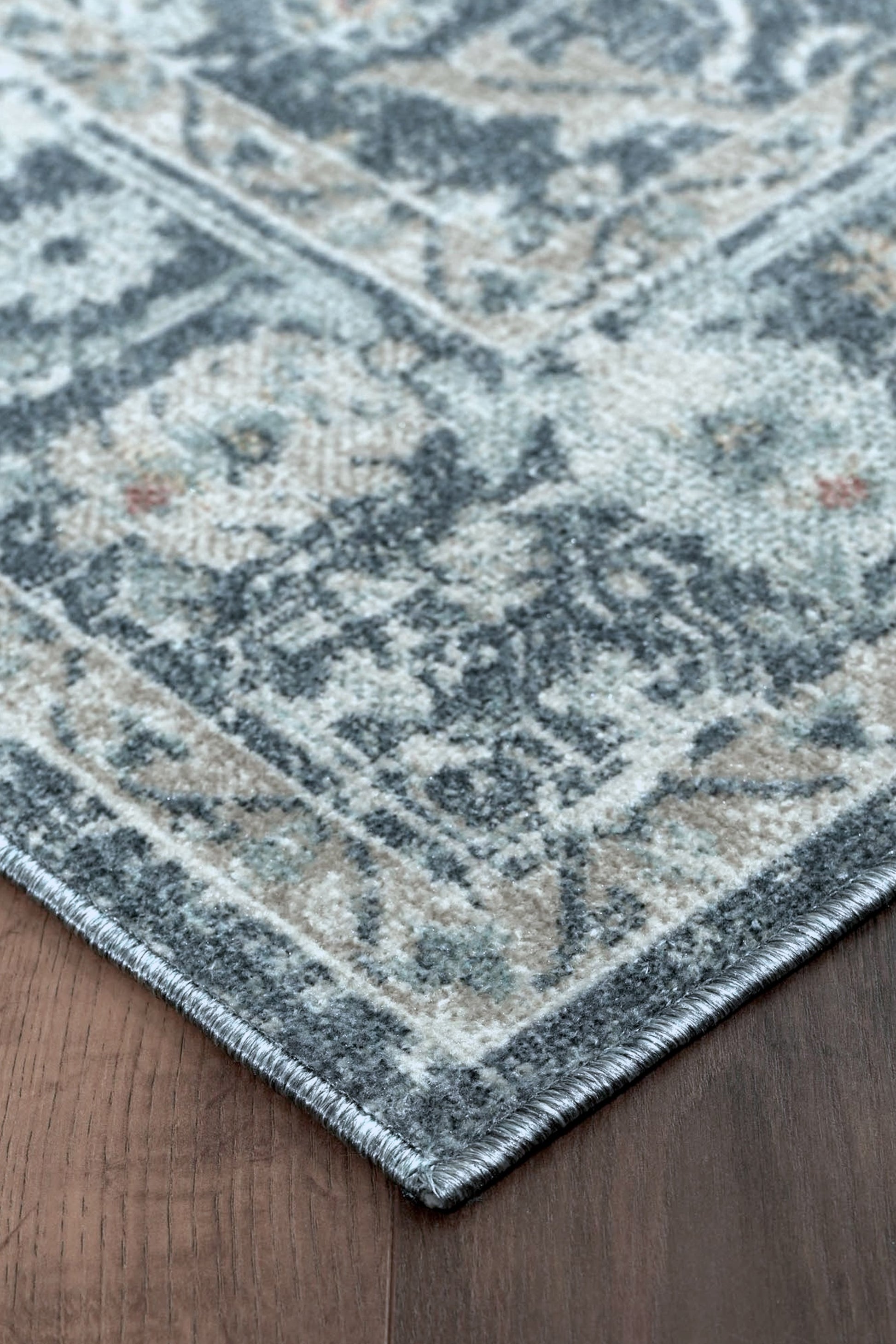Mavi ve Antrasit Eskitme Desenli Vintage Halı - FMBH04