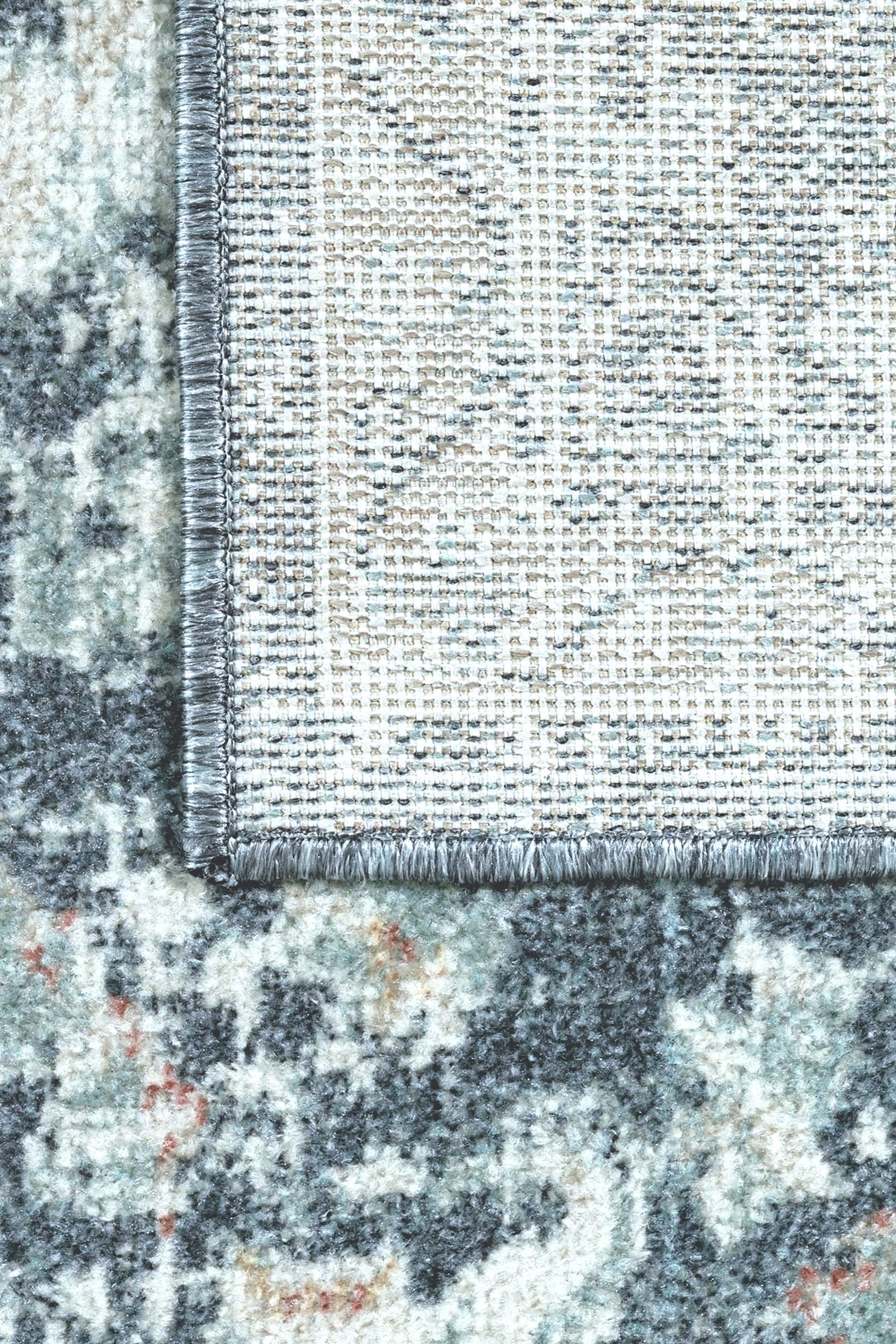 Mavi ve Antrasit Eskitme Desenli Vintage Halı - FMBH04