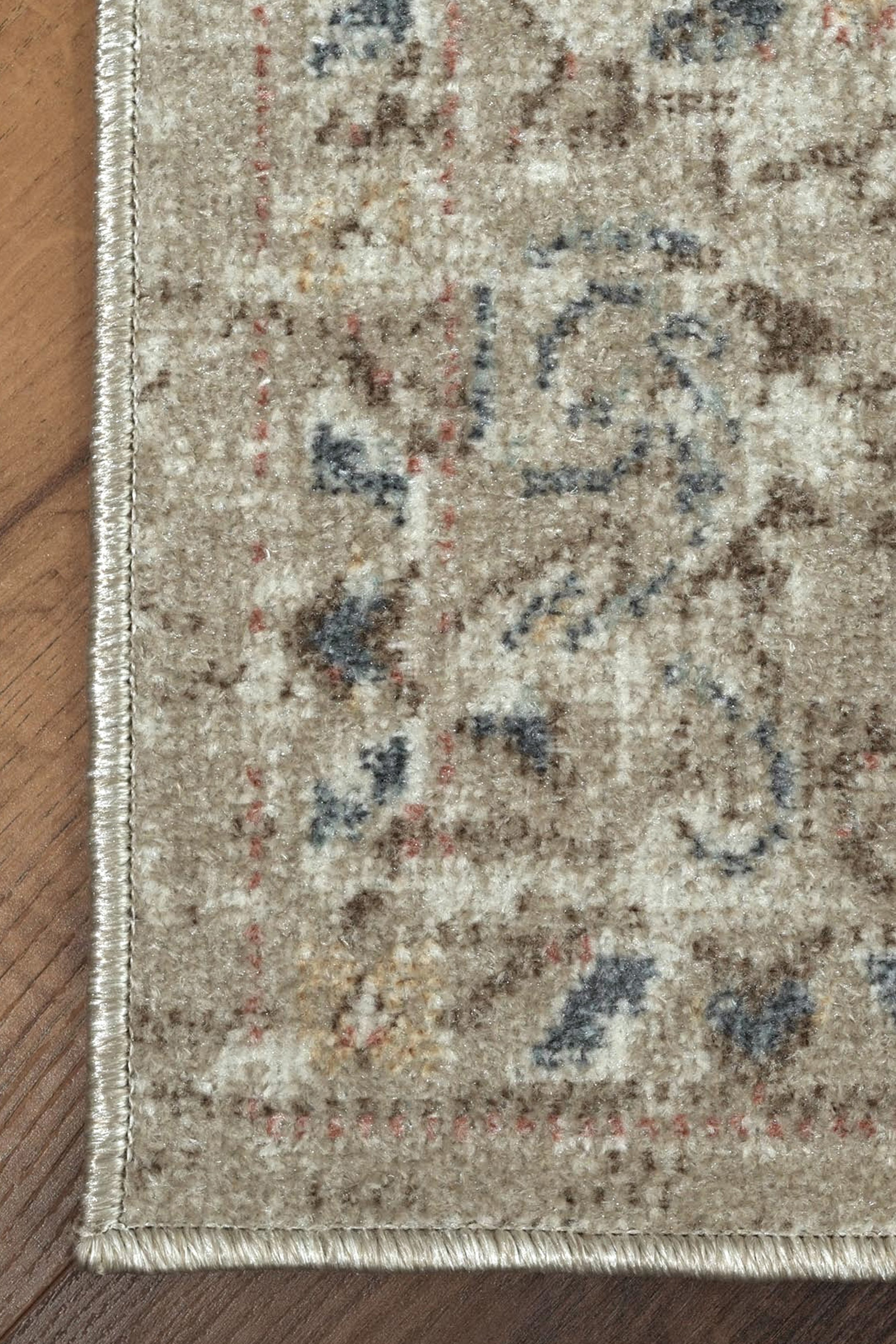 Toprak Tonları ve Mavi Detaylı Vintage Eskitme Halı - FMBH06