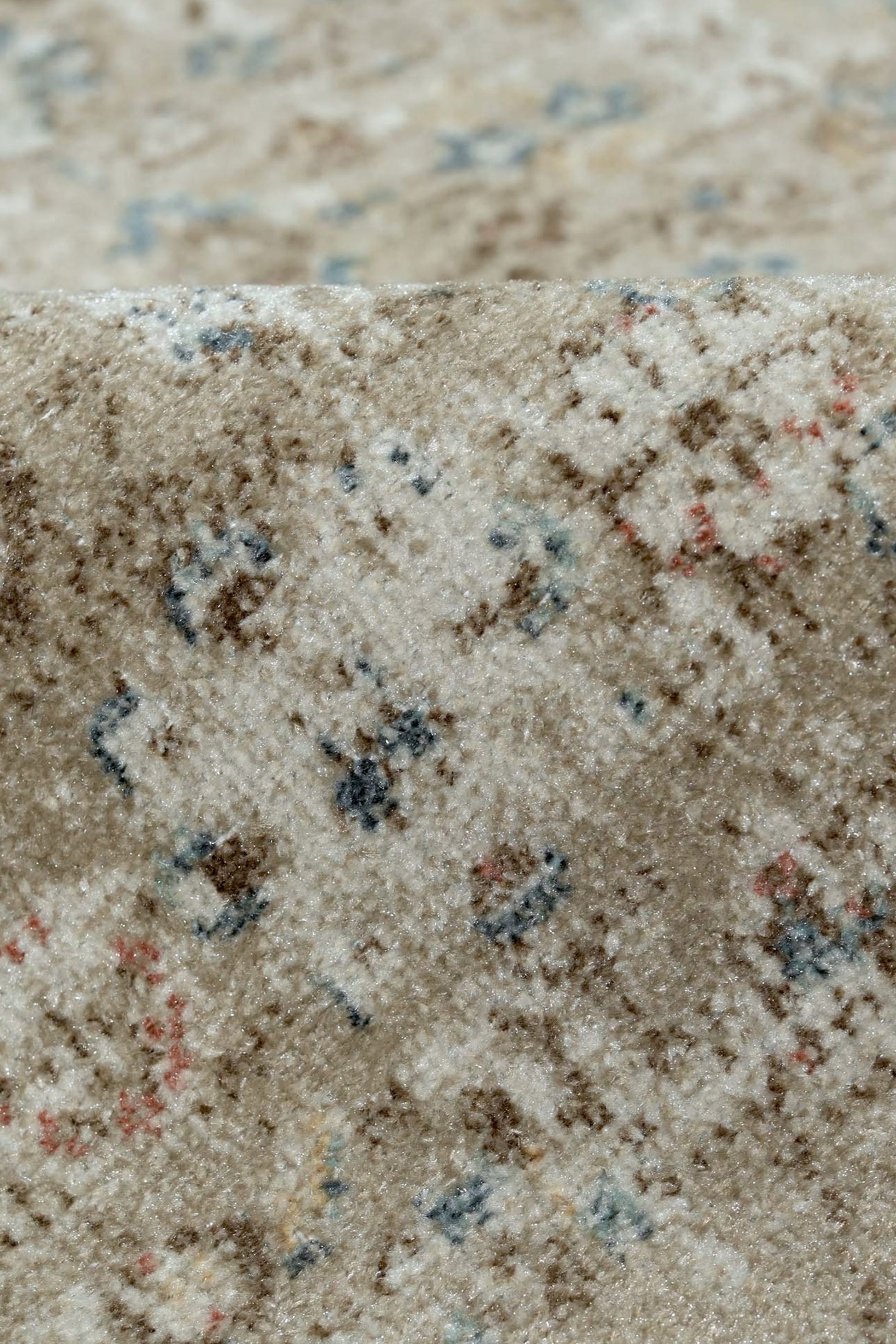 Toprak Tonları ve Mavi Detaylı Vintage Eskitme Halı - FMBH06