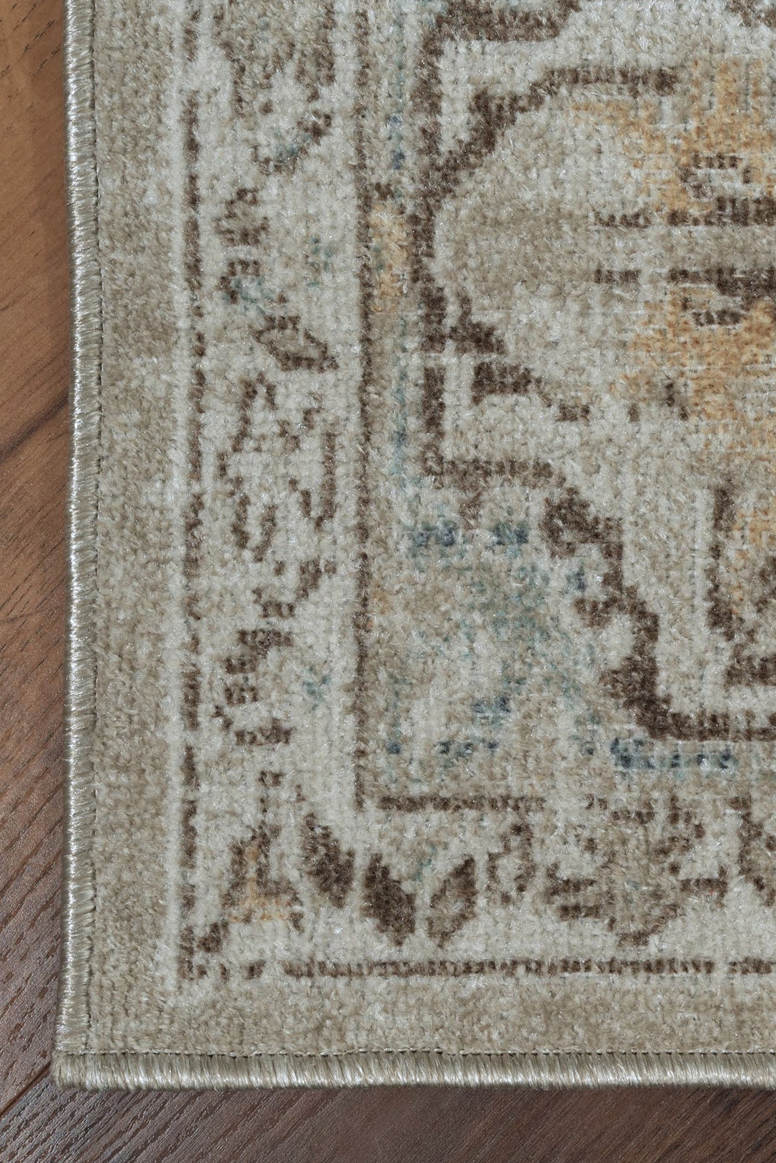 Kum Beji ve Vizon Geometrik Motifli Vintage Eskitme Halı - FMBH08