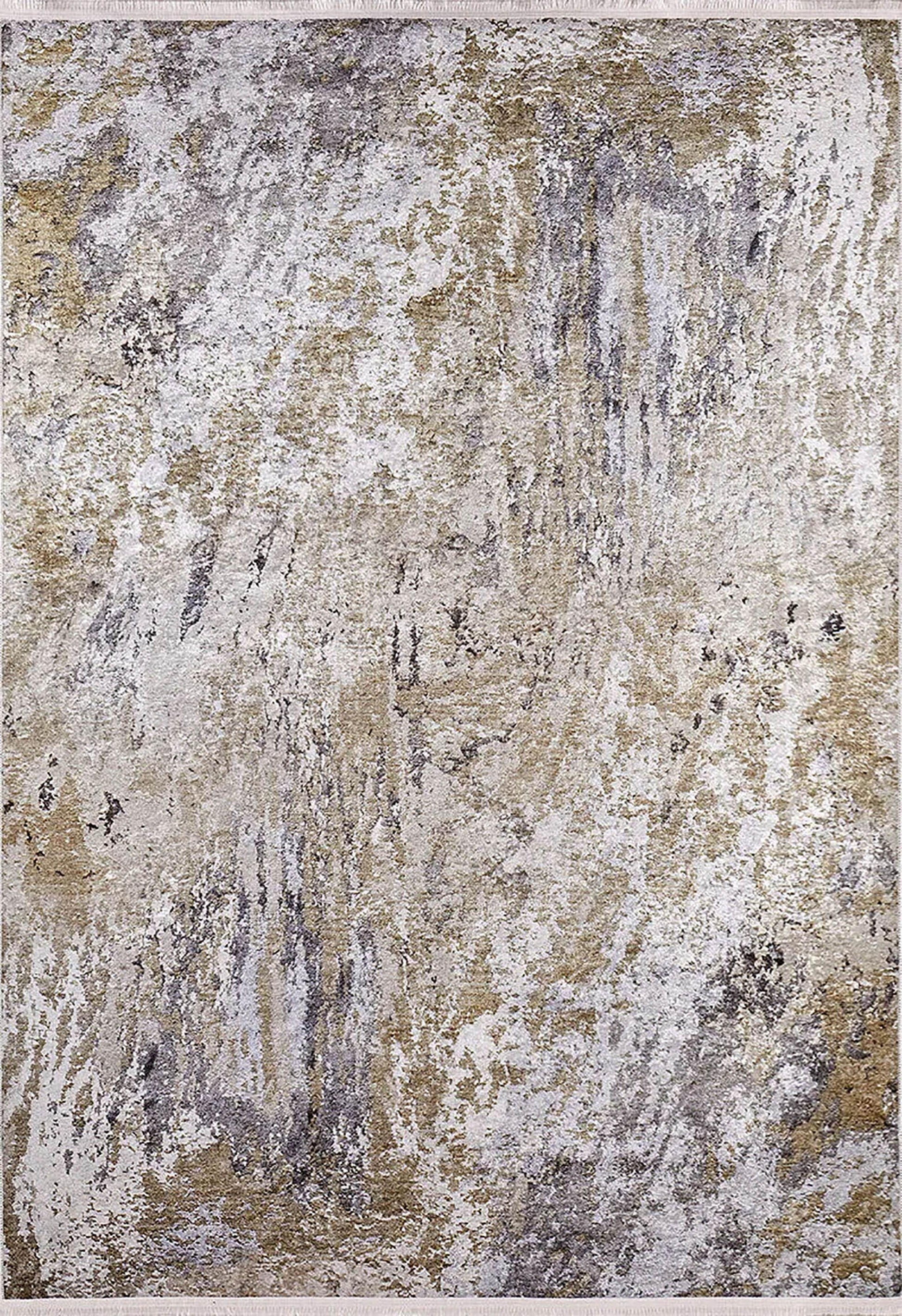 Bej, Altın ve Gri Tonlarda Modern Lüks Soyut Sanat Halısı