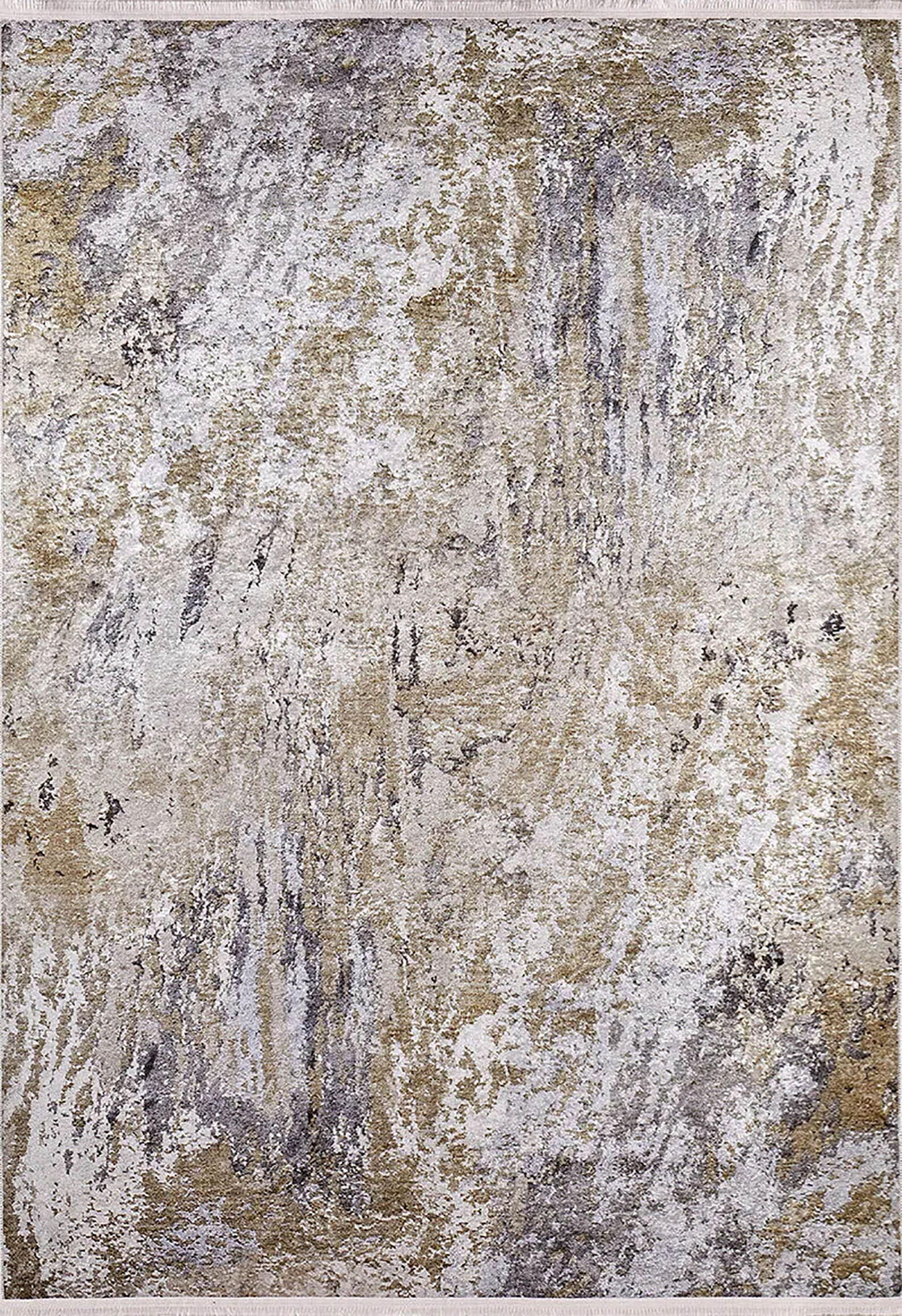 Bej, Altın ve Gri Tonlarda Modern Lüks Soyut Sanat Halısı