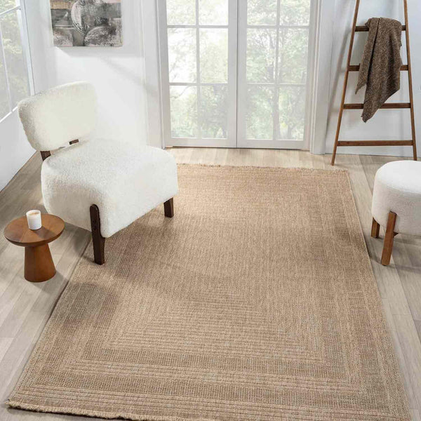 Bej Dikdörtgen Desenli Modern Halı - L668BJIN