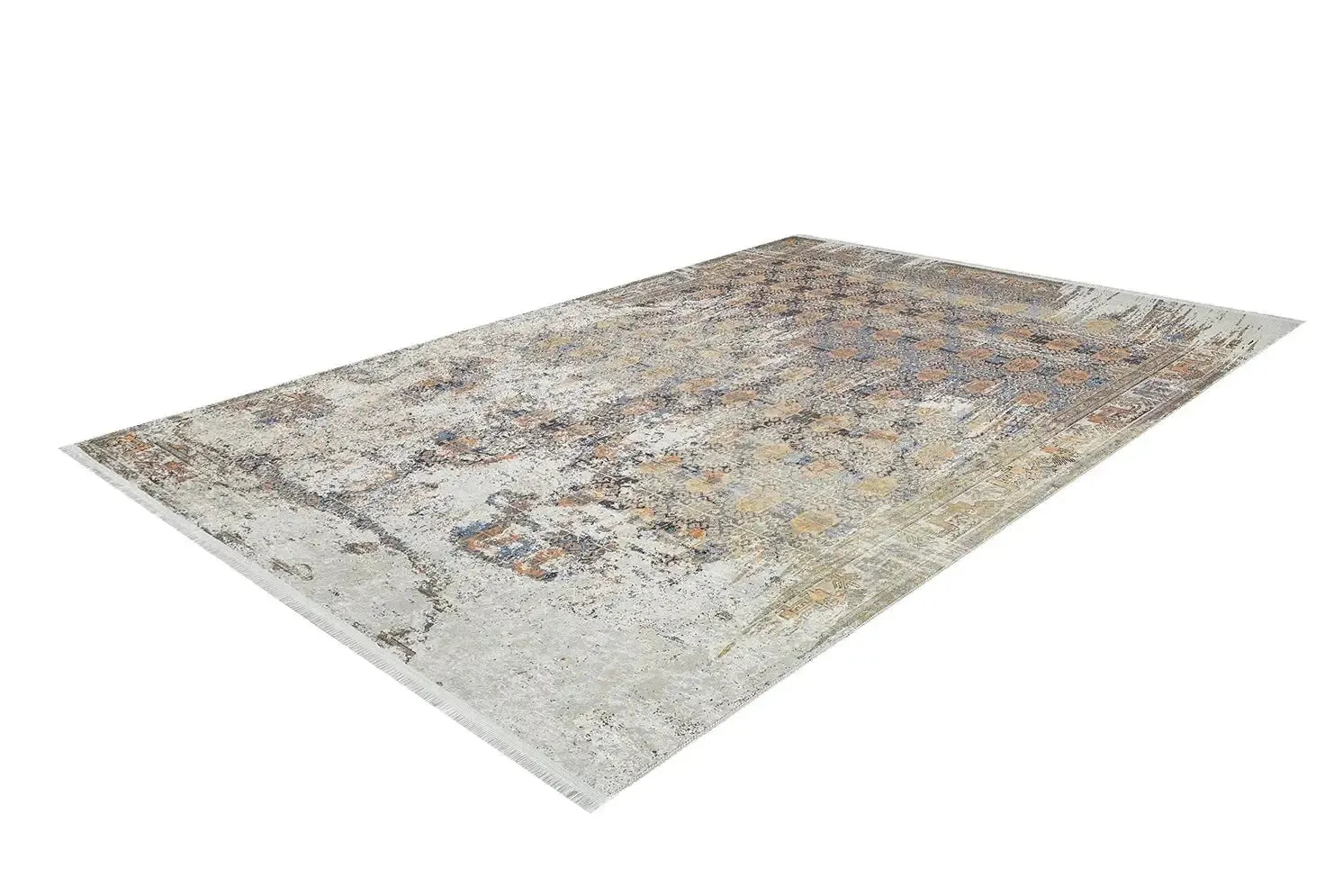 Bej Eskitme Geometrik Desenli Halı
