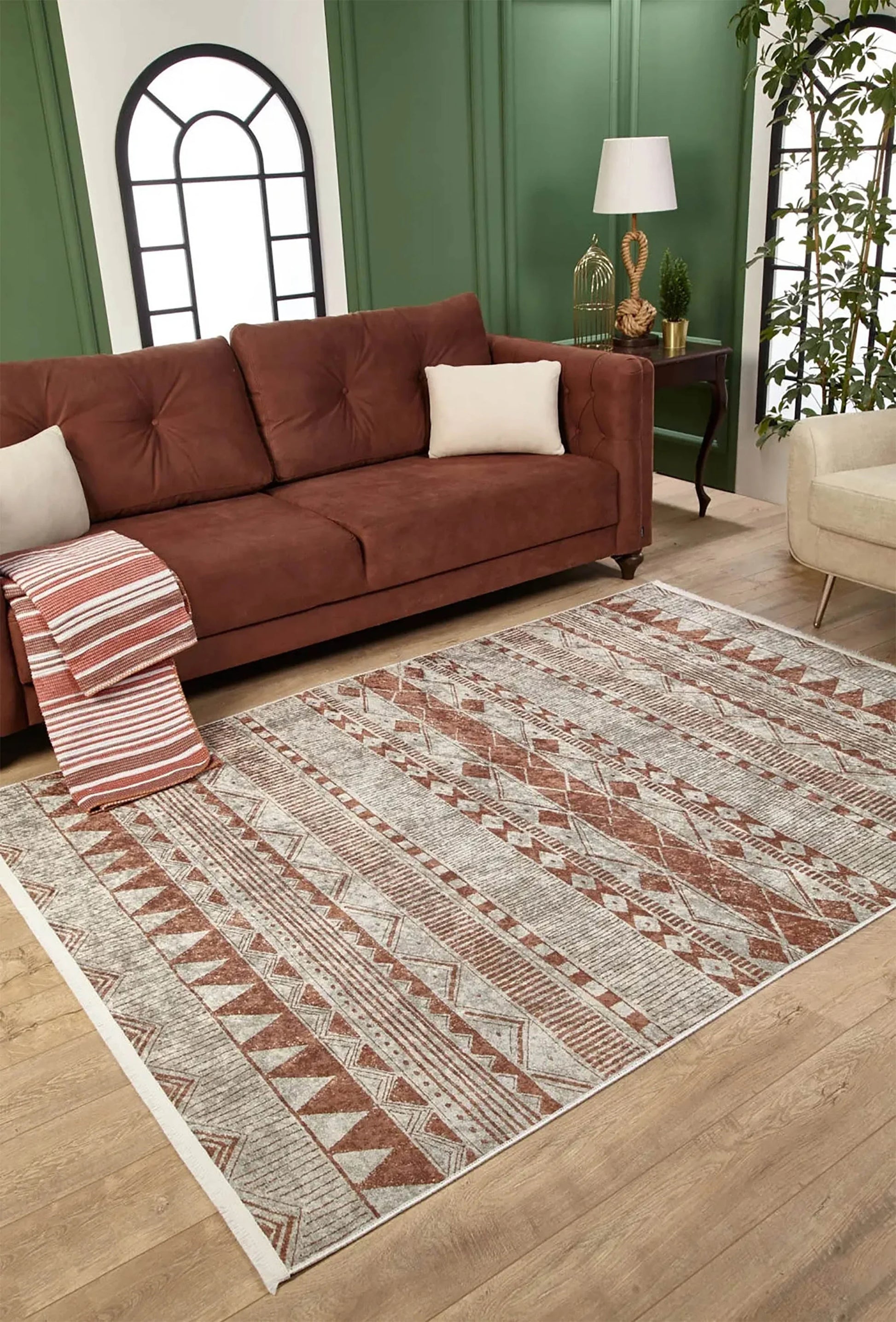 Bej Geometrik Kilim Halı