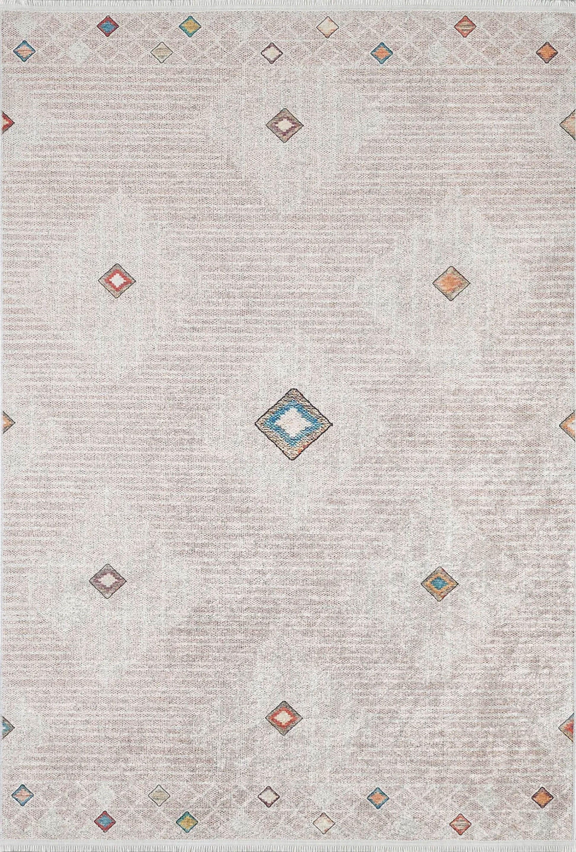 Bej Geometrik Modern Antika Vintage Halı