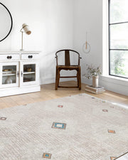 Bej Geometrik Modern Antika Vintage Halı
