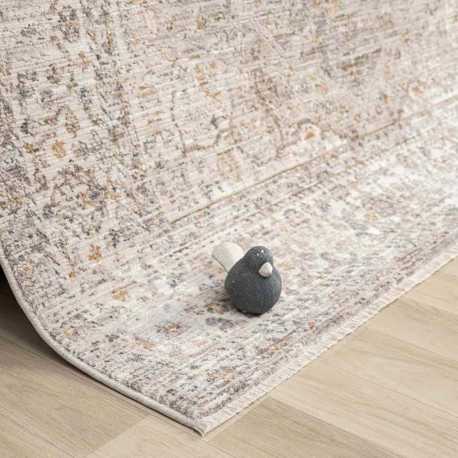 Bej Gri Klasik Medallion Eskitme Halı