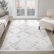 Bej Kahve Baklava Geometrik Modern Halı