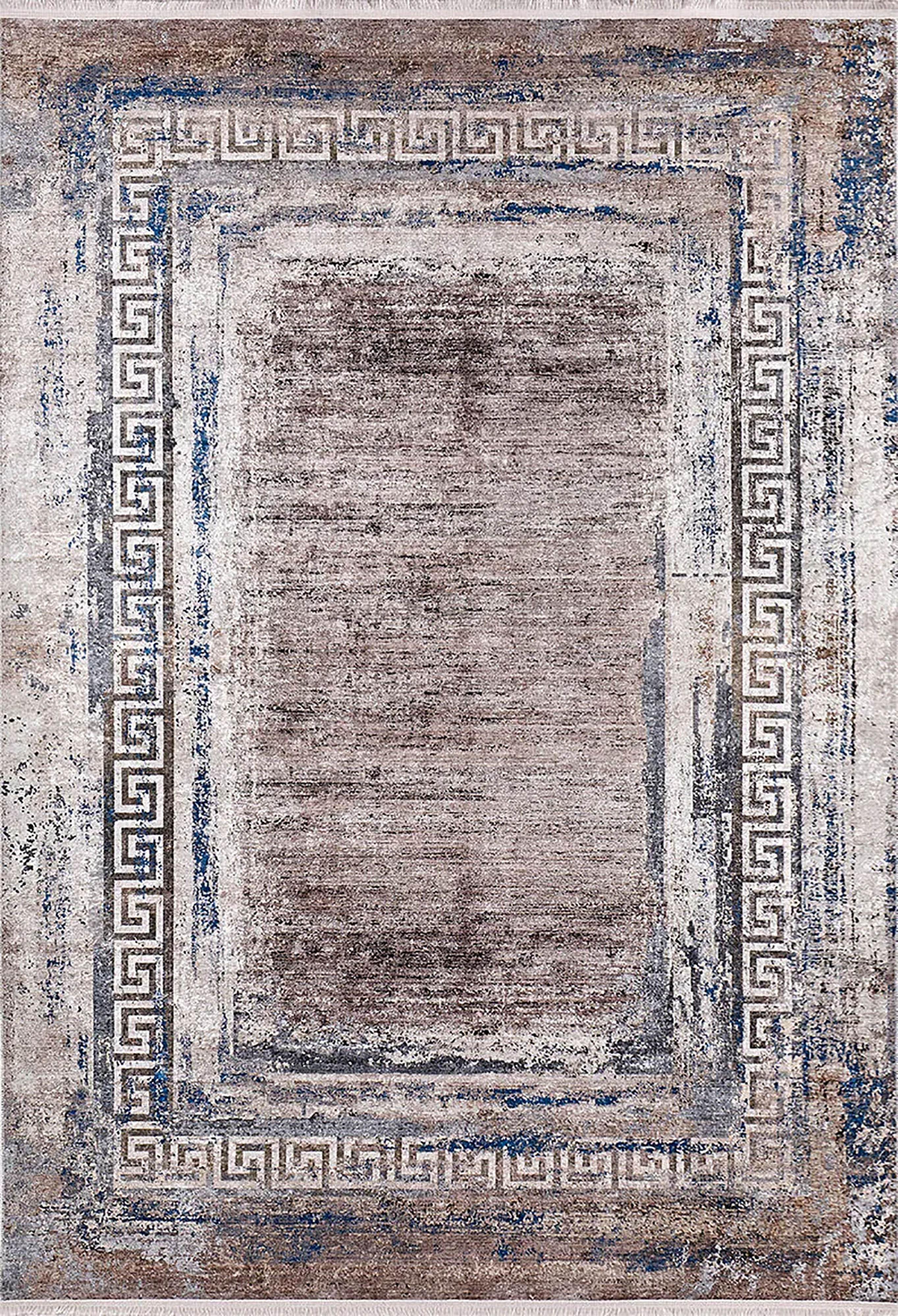 Bej Kahve Yunan Anahtar Desenli Modern Halı