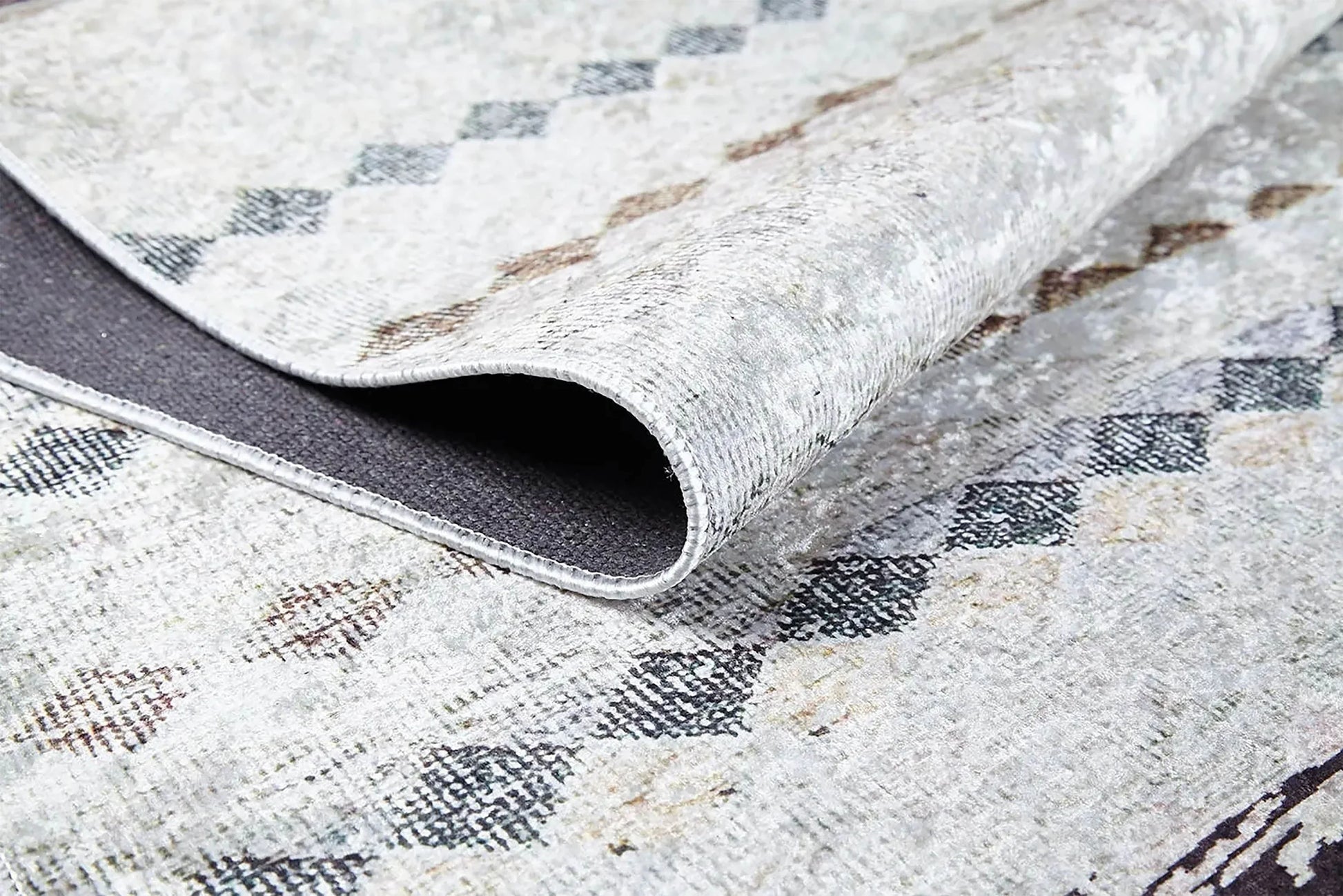 Bej Kahverengi Geometrik Antik Vintage Halı